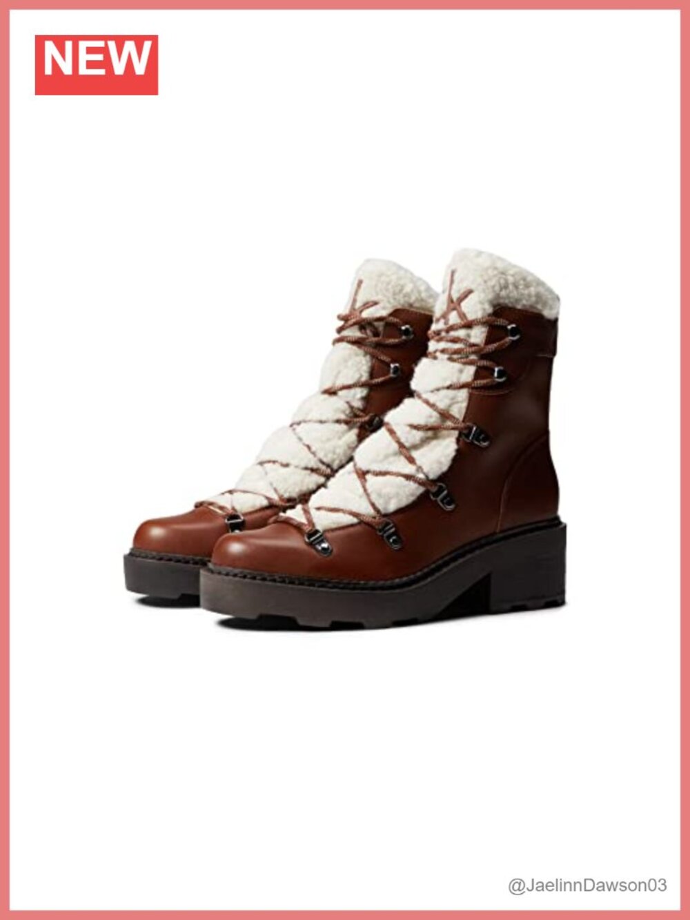 Lace Up Ankle Bootie with Chunky Heel and Faux Fur Trim